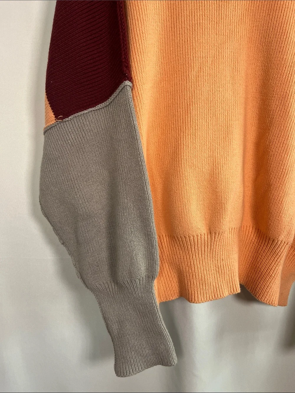 Free people easy street colorblock oversized peach combo sweater sz xs